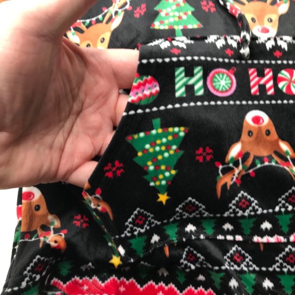 No Bo Junior's Christmas Plush Hooded Pullover Deer Ho Ho Size Sm 3-5 Black New - Picture 15 of 16